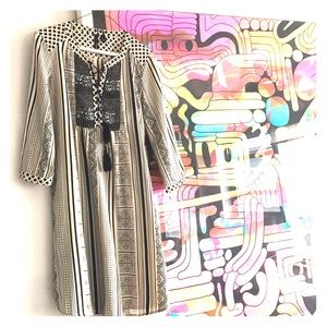 MNG (Mango) sz 6 eggshell/black embellished dress